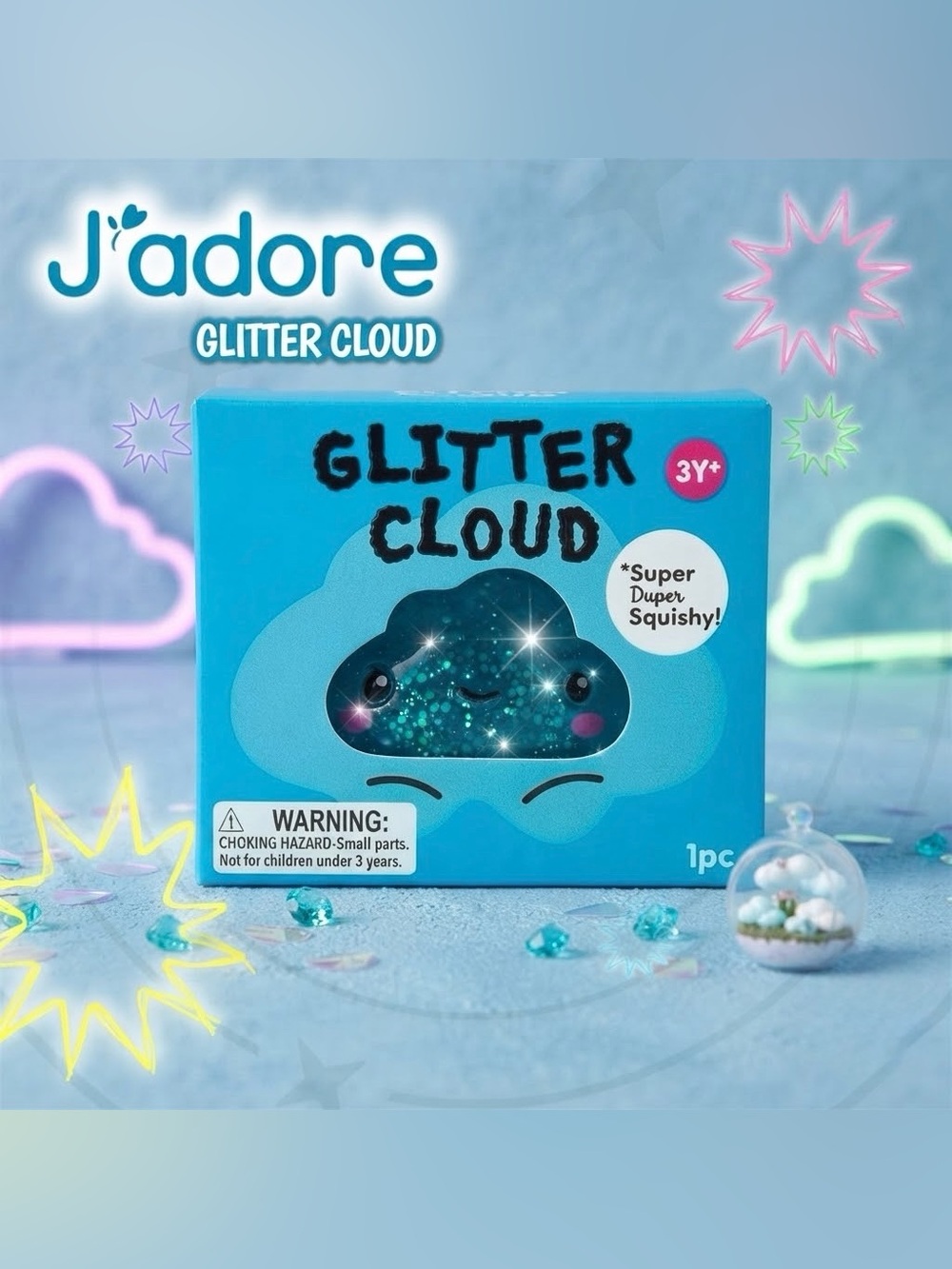 J'adore Cloud Squishy Fidget Toy Blue